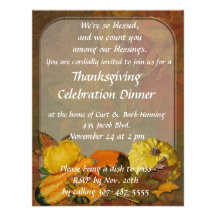 Fall Autumn theme Thanksgiving dinner Invitation