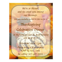 Fall Autumn theme Thanksgiving dinner Invitation