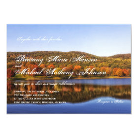 Fall Autumn Trees Lake Country Wedding Invitations 4.5