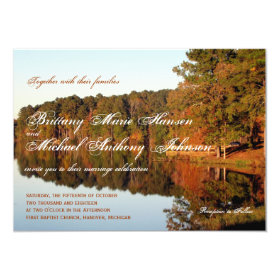 Fall Autumn Trees Leaves Lake Wedding Invitations 4.5