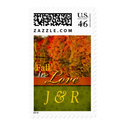 Fall  Autumn Wedding Monogram Stamps Postage