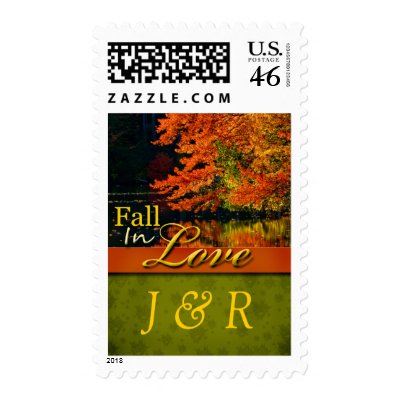 Fall  Autumn Wedding Monogram Stamps Postage