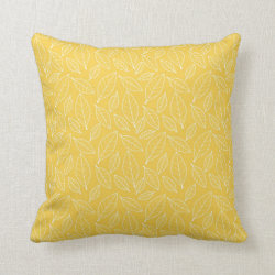Fall Autumn Yellow Golden Leaf Leaves Pattern Throw Pillows