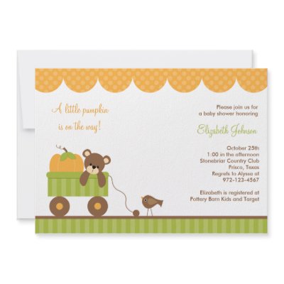 Fall Baby Bear in Wagon Invitations (10-pack)