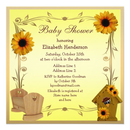 Fall Baby Shower Sunflowers, Crib & Crow Personalized Announcement