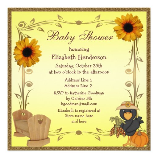 Fall Baby Shower Sunflowers, Crib & Crow Personalized Invites