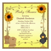Fall Baby Shower Sunflowers, Crib & Crow Custom Announcements