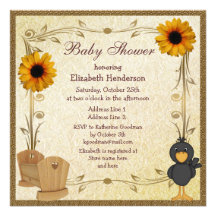 Fall Baby Shower Sunflowers, Crib & Crow Custom Invite