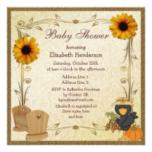 Fall Baby Shower Sunflowers, Crib & Crow Invite