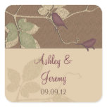 Fall Birds Leaves Wedding Envelope Seal Sticker