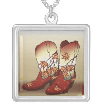 Fall Boots Ukiyo E Western Art by Jayde Hilliard necklaces
