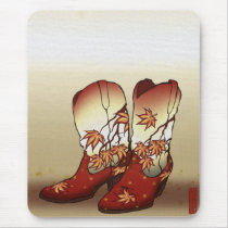 Fall Boots with Maple Leaf Motif mousepads