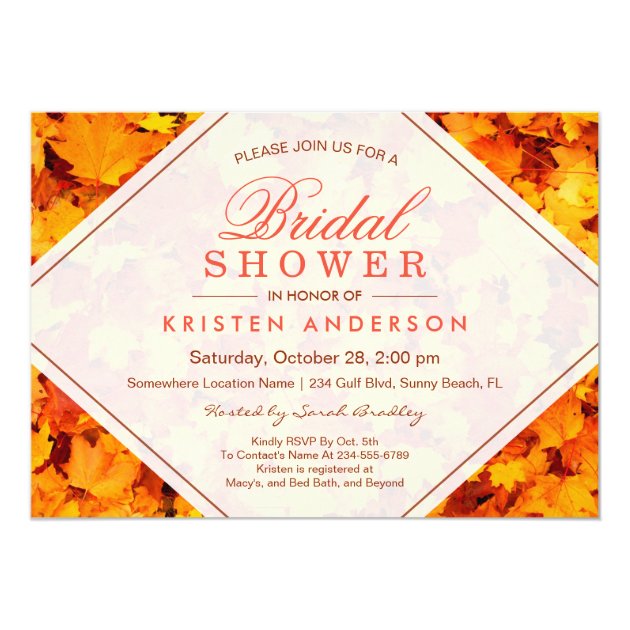 FALL BRIDAL SHOWER | AUTUMN MAPLE LEAVES CARD (front side)