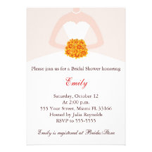 Fall Bridal Shower Invitation White Bride Dress