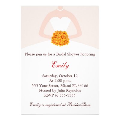 Fall Bridal Shower Invitation White Bride Dress