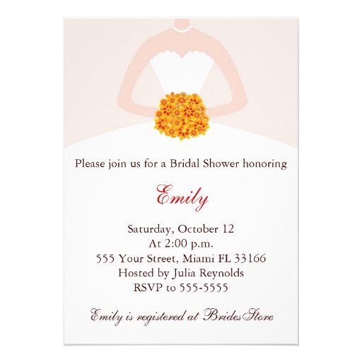 Fall Bridal Shower Invitation White Bride Dress