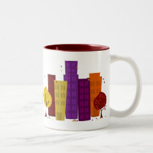 Fall Cityscape Coffee Mugs