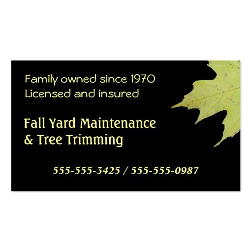 Fall Clean Up Business Card (back side)