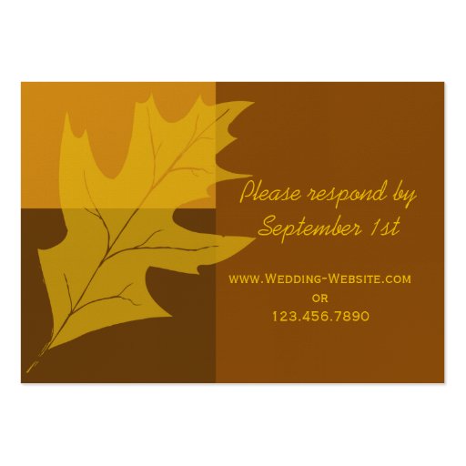 Fall Color Block Wedding RSVP Response Card Business Card Templates (front side)