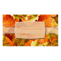 fall colorful leaves wedding dinner table number business card templates