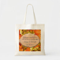 fall colorful leaves wedding favor thank you canvas bags