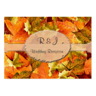 Fall colorful leaves wedding reception cards. business cards