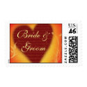 Fall colors bride and groom postage