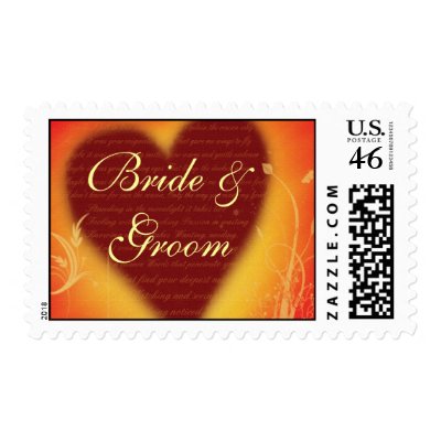 Fall colors bride and groom postage stamps by aslentz