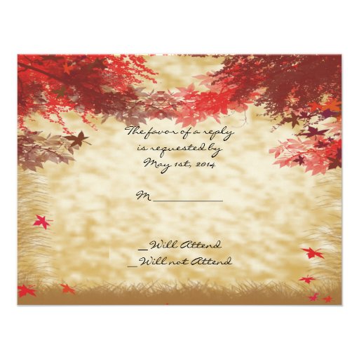 Fall Colors: Burgundy and Red Branches Response Custom Invite