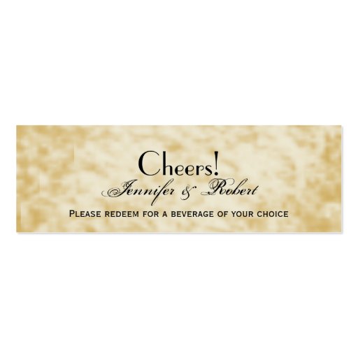 Fall Colors: Burgundy and Red Wedding Drink Ticket Business Card Template (front side)