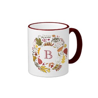 Fall Colors Leafs Circle Illustration Ringer Coffee Mug