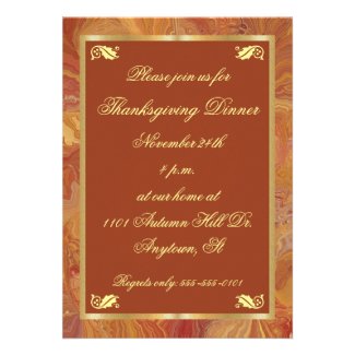 Fall Colors Marbled Paper Thanksgiving Invitation