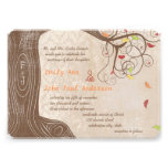Fall Colors Tree on Vintage Damask Wedding Invite