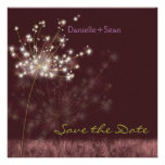 Fall Dandelions Burgundy Save the Date Invitations
