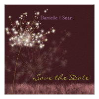 Fall Dandelions Burgundy Save the Date Invitations