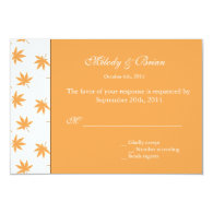 Fall decorative graphic yellow leaves wedding RSVP Custom Invites