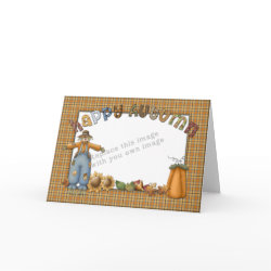 Fall Design Template with Scarecrow and Pumpkins card