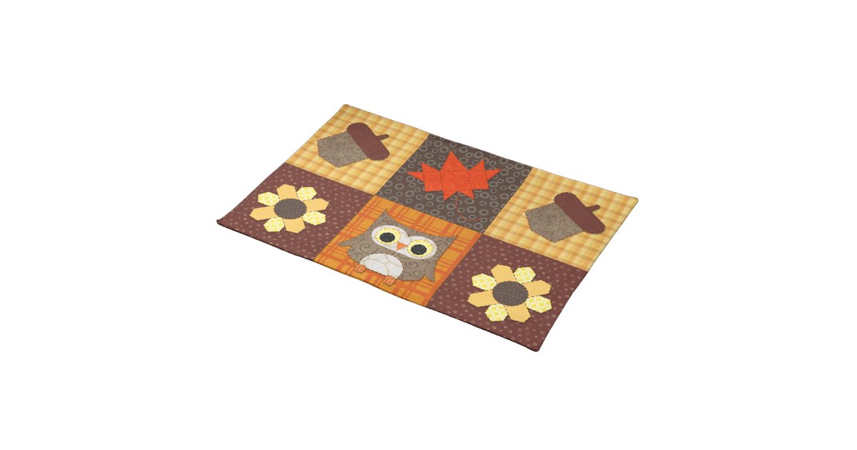 Fall Fabric Collage Placemat Zazzle