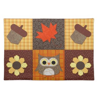 Fall Fabric Collage Placemat Cloth Place Mat