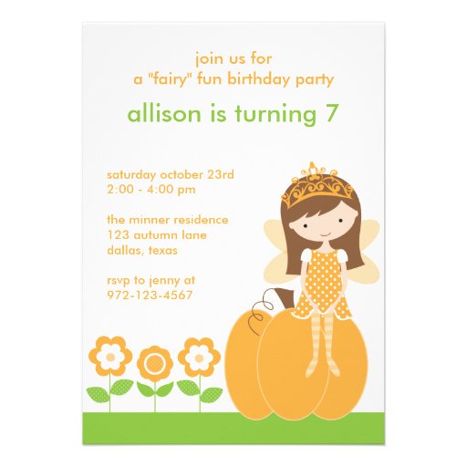 Fall Fairy Princess Invitations