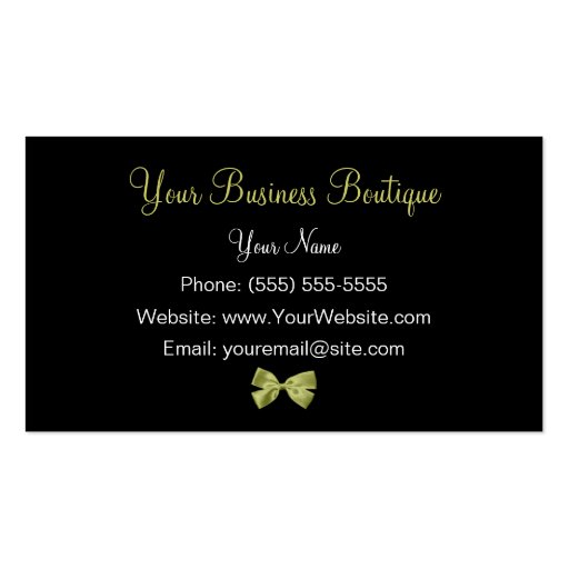 Fall Fashion Leopard Print And Linden Green Ribbon Business Card Templates (back side)