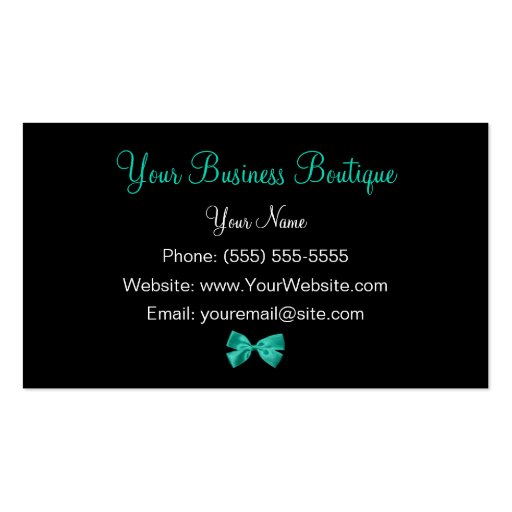 Fall Fashion Leopard Print Emerald Green Ribbon Business Card Template (back side)