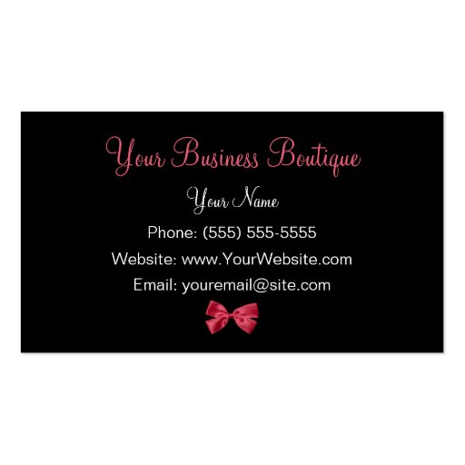 Fall Fashion Leopard Print With Samba Red Ribbon Business Card Template (back side)