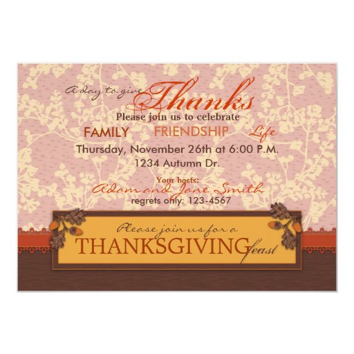 Fall Floral Stems in Warm Autumn Color Personalized Invites