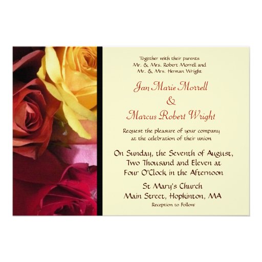 Fall Floral Wedding Invitation (front side)