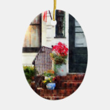 Fall Flowers in Fancy Pots Christmas Tree Ornament