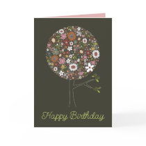 Fall Flowers Pop Tree Colorful Sweet Fun Note Card by fat_fa_tin Fall Flowers Pop Tree Colorful Sweet Fun Note Card