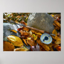 Fall Fly Fishing Rod Posters