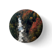 Fall foliage at Queechee Gorge, Queechee, Vermont, Pinback Button
