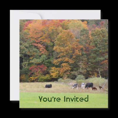 Fall Foliage Cows Pasture Nature Party Invitation by SmilinEyesTreasures